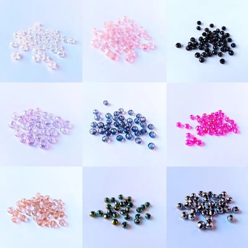 kristal ceko bulat manik payet kristal beads ukuran 4 mm per 50 pcs crystal manik  tempel  kristal 0