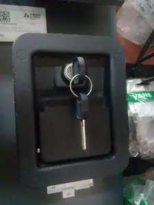 Music Box Latch with key TH401 Square 140x108,5mm Yane Black Steel