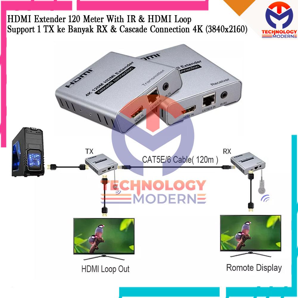 HDMI IR Extender Via UTP 120 M with Loop Out & Cascade 4K (3840x2160)
