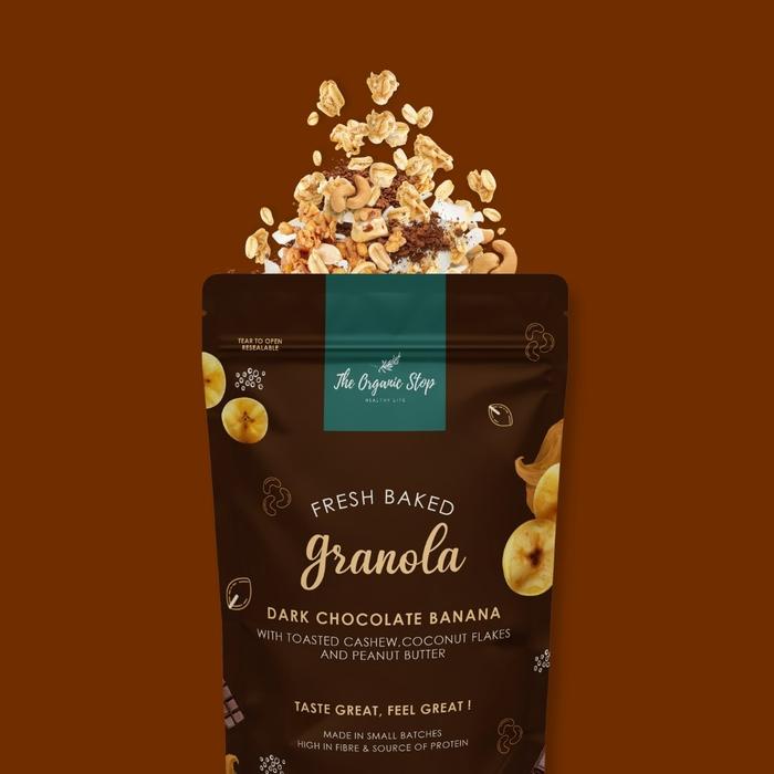 Gambar TheOrganicStop Dark Chocolate Banana Granola Sereal Makanan Sehat 75gr dari The Organic Stop Kota Administrasi Jakarta Selatan Tokopedia