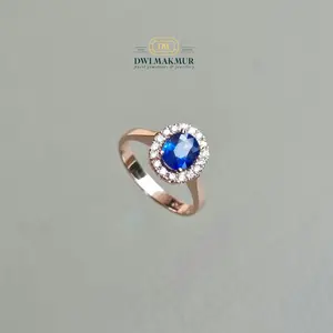 Certified Blue SAPPHIRE Diamond Ladies Rose Gold Ring