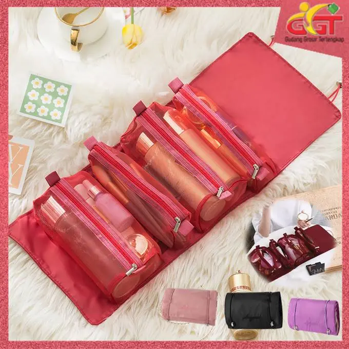 GGT Tas Kosmetik Portabel 4 IN 1 Tas Makeup Travel Bisa Digantung