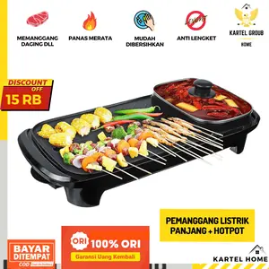 HOME Alat Pemanggang Hot Pot and Shabu Elektrik Panjang Serbaguna