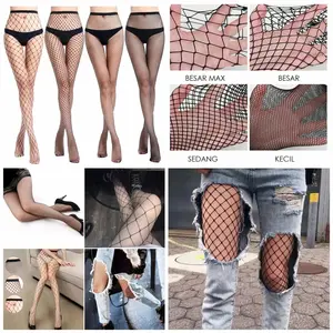 kaos kaki stocking model celana jaring hitam cosplay lingerie rocker