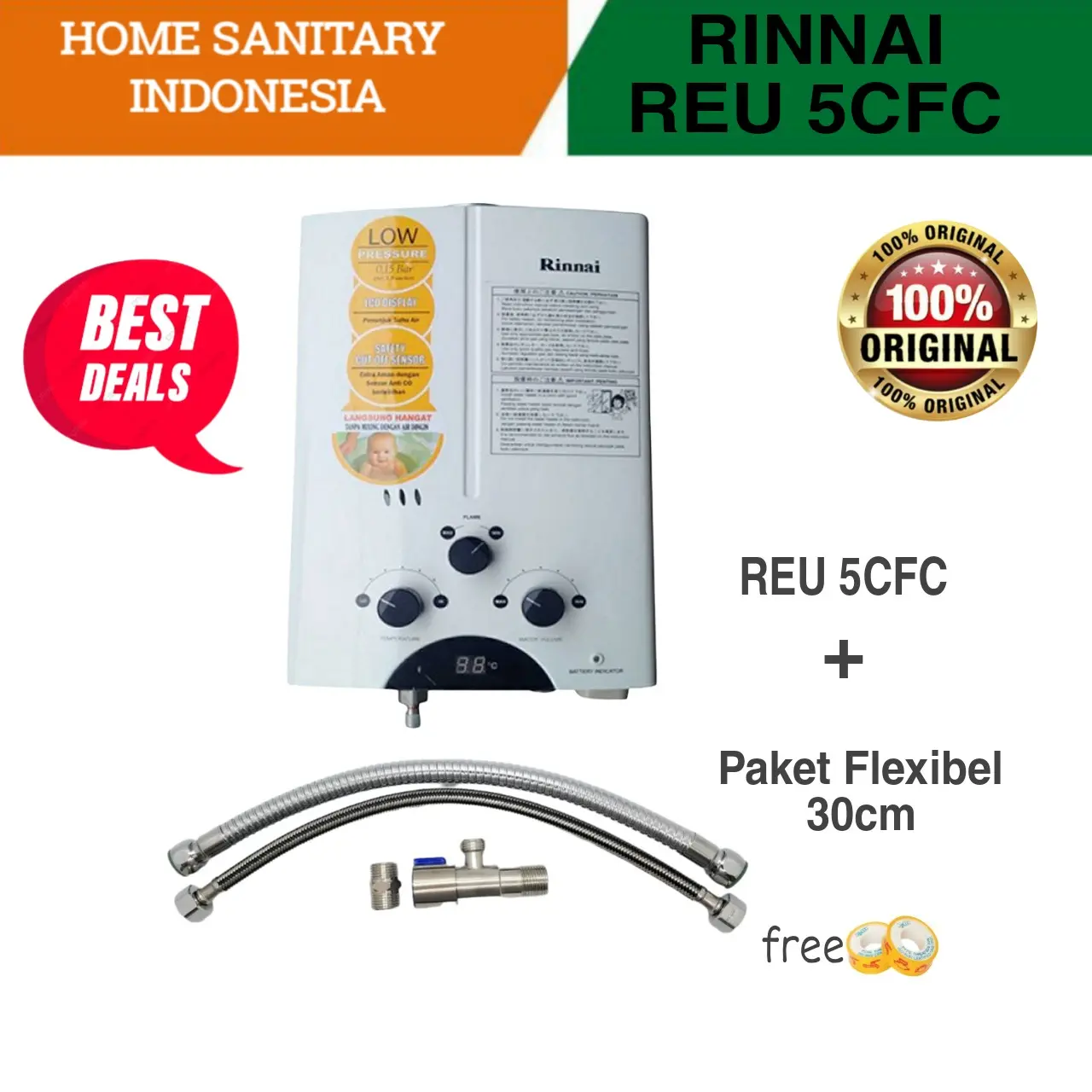 RINNAI REU 5CFC Water heater gas Pemanas Air Ori