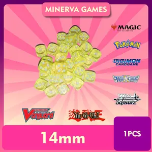 Dadu Dice Bening Transparan 14mm Pokemon MTG digimon - Yellow