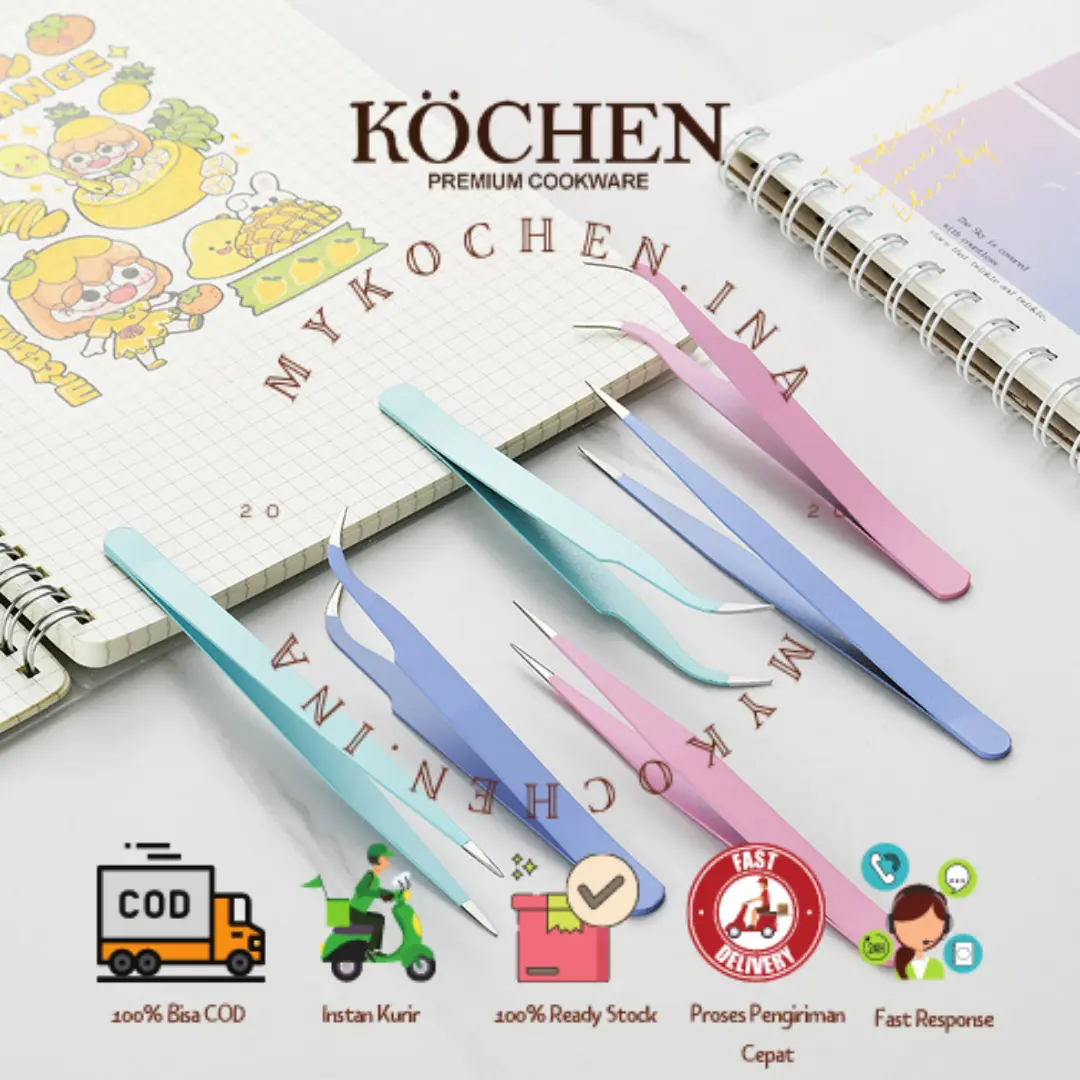 Pinset Sticker Tweezer Lurus Bengkok Lengkung Eyelash Bulumata Gundam
