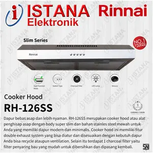 RINNAI COOKER HOOD/PENGHISAP ASAP SLIM SERIES STAINLESS STEEL RH-126SS