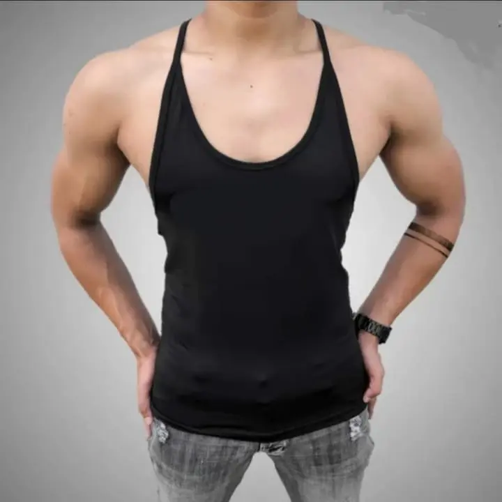 Singlet Pria Polos Gym Fitness Tali Super Kecil Olahraga Outdoor Sport