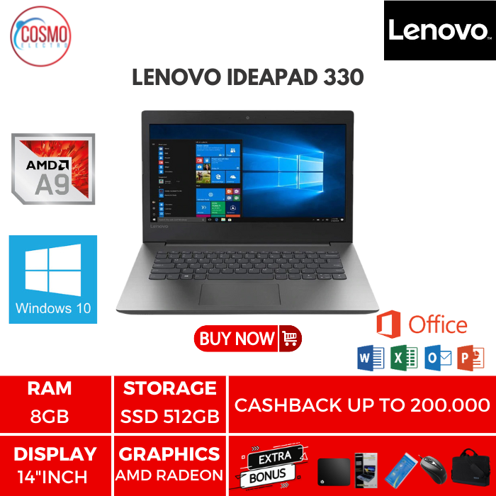 Jual LENOVO IDEAPAD 330 AMD A9-9425 / RAM 4GB / HDD 1TB / WINDOWS