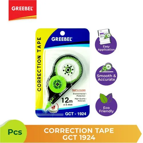 GREEBEL GCT 1924 Correction Tape / Tip-Ex Tipe X Kertas 12 Mtr 0
