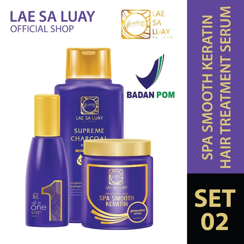 BPOM Lae Sa Luay Paket 3 In 1 Super Smooth Hair Masker Shampoo Serum 0
