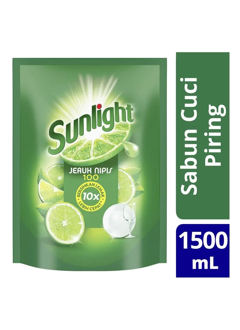 Sunlight Sabun Cuci Piring Cair Jeruk Nipis Refill 1500 ML 1.5 Liter