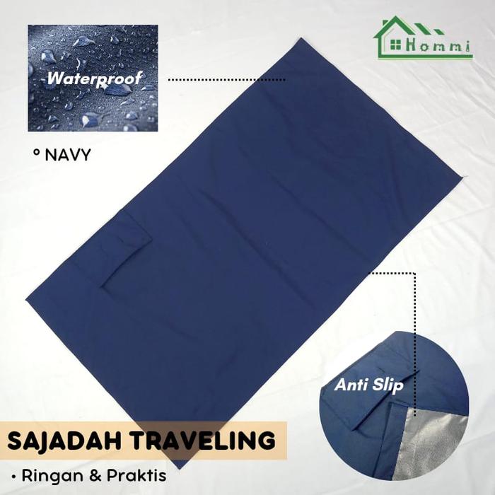 Gambar Sajadah Lipat Saku Traveling Waterproof Free Pouch 60x100Cm - Navy dari Khaulaa Store Kota Tangerang Selatan Tokopedia