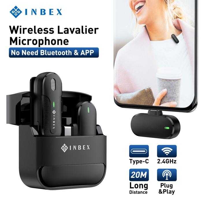 Promo INBEX Mic Wireless Smartphone Clip On Vlog Lavalier Microphone ...