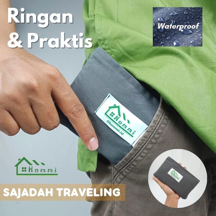 Gambar Sajadah Travel Kecil Waterproof Lipat Saku Free Pouch 60x100Cm - Blue dari Hommi id Kota Tangerang Selatan Tokopedia