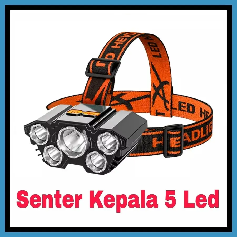 HT-SENTER KEPALA CAMPING 5 LED 50W + 10W HEADLAMP USB CHARGEABLE LT21