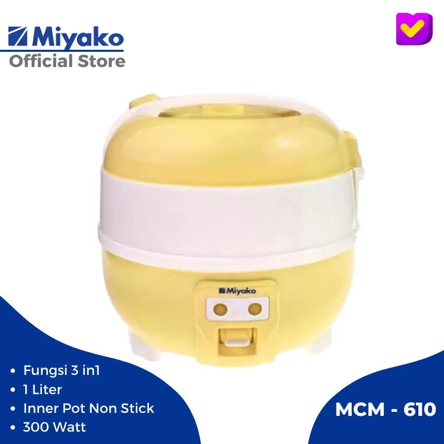 Rice Cooker Mini Miyako MCM 610 1 Liter Magic Com Kecil Miyako 610