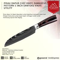 Gambar PISAU DAPUR CHEF KNIFE DAMASCUS PATTERN - 5 INCH SANTOKU KNIFE UTILITY dari Toso Mart Kota Administrasi Jakarta Pusat 1 Tokopedia