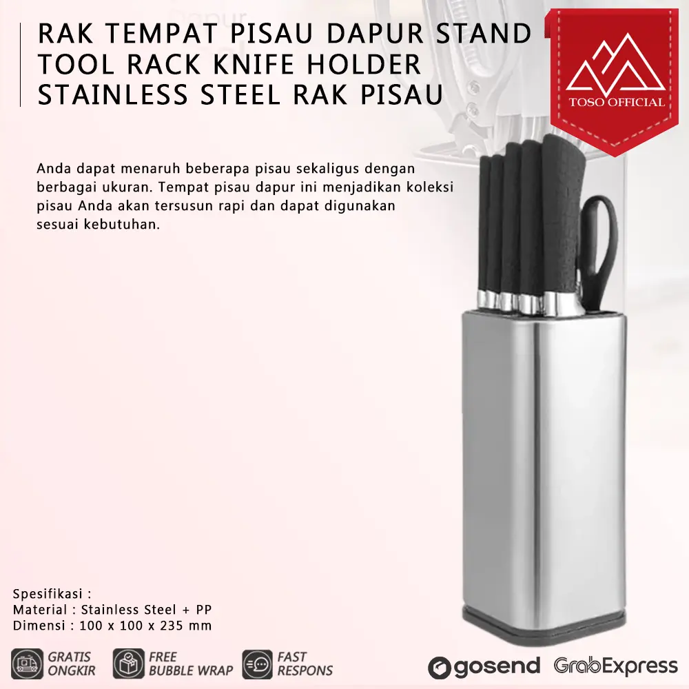 TEMPAT PISAU DAPUR STAND TOOL RACK KNIFE HOLDER STAINLESS RAK PISAU