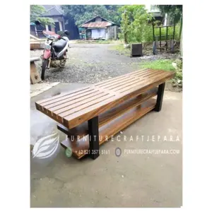 BANGKU TAMAN KAYU TREMBESI 2 METER KAKI BESI / KURSI BANGKU 200 CM