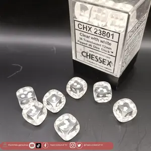 Chessex Dice D6 Dadu 6 Sisi Translucent /Bening 12mm (CHX 23801) / pcs SATUAN