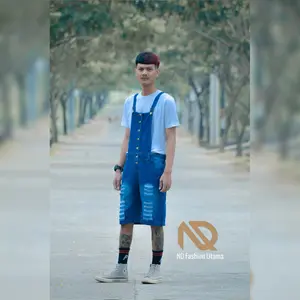 BAJU CELANA OVERALL JUMPER JEANS JINS DENIM TEBAL PENDEK RIPPED JUMBO