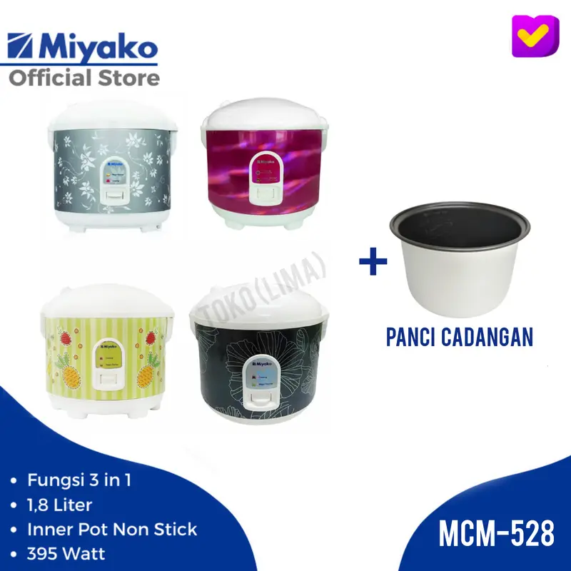 Magic Com Magicom Rice Cooker Warmer Plus 1.8 Liter MCM 528 Miyako 4