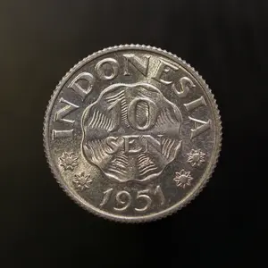 Uang Koin Kuno Mahar 10 Sen Rupiah Garuda Tahun 1951 Kondisi Luster
