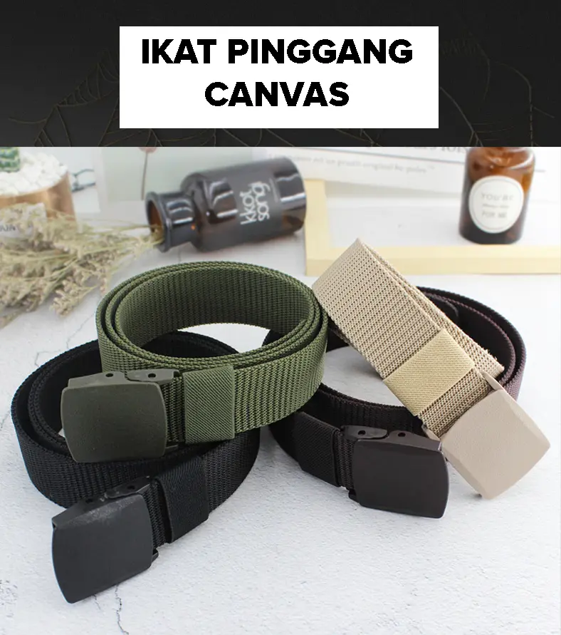 Ikat Pinggang Pria Canvas Nylon Tactical Anti Xray / Ikat Pinggang Model Jarum Dan Rel / Webbing Belt Kanvas Unisex Banyak Pilihan Warna Keren