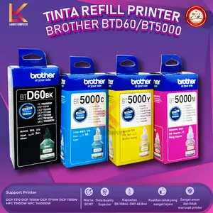 1 Set 4 Pcs Tinta Brother BTD60BK & BT5000 Untuk Printer Brother DCP T300 T310 T510W T520W T720DW Cetak Tanpa Drama, Warna Lebih Stabil