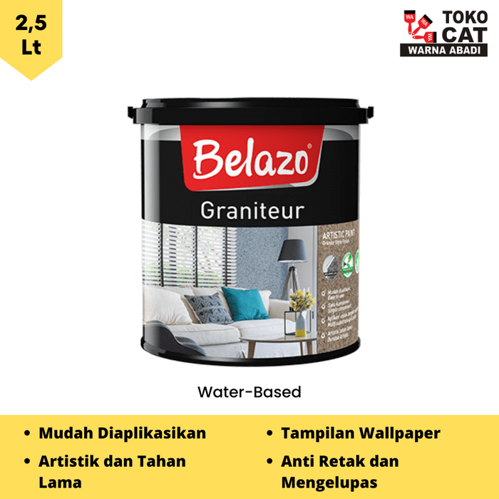 Gambar Cat Texture Belazo Graniteur 2,5 Liter / Barang Unik dari Toko Cat Warna Abadi Kota Administrasi Jakarta Barat Tokopedia