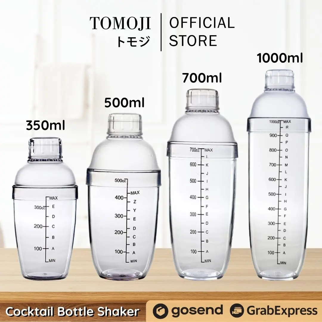 Tomoji Bottle Shaker - Pengocok Minuman Cocktail Bartender Shaker - BPA Free ABS Food Grade 4 Pilihan Ukuran 350ml 500ml 700ml 1000ml