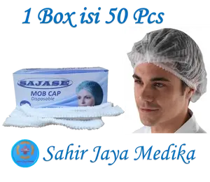 Hair Cap Disposable  1 Box isi 50 Pcs Nurse Cap Disposable/Hairnet /Mob Cap Hijau/White