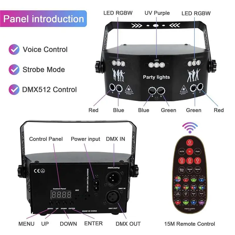 Lampu Panggung Disko Strobo LED Proyektor Beam Laser RGB DMX512 15 Eye 3