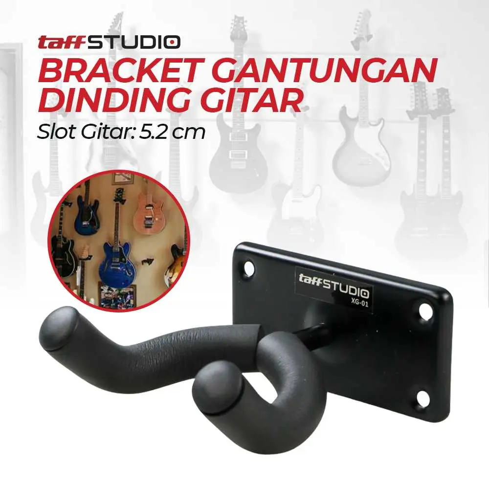 TaffSTUDIO Gantungan Gitar Dinding Guitar Holder Bracket Wall Mount XG-01