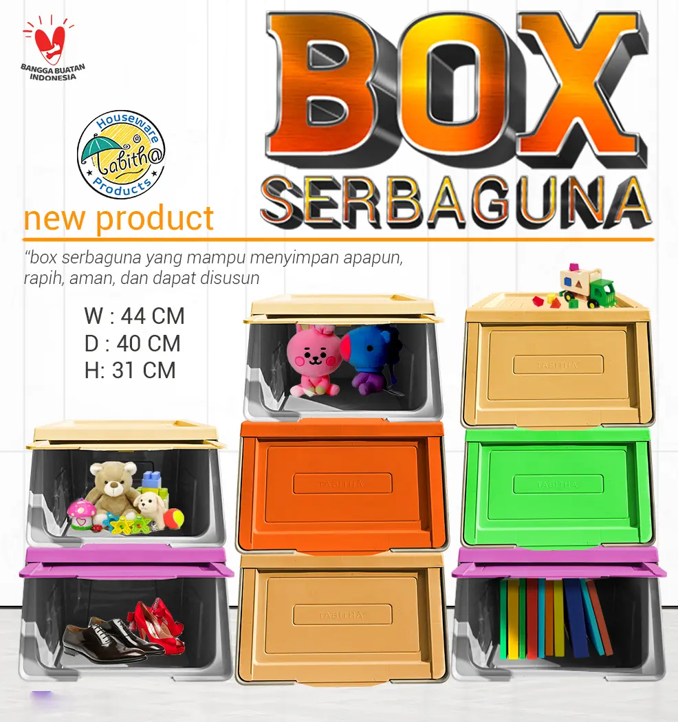 Tabitha Box Plastik / Kotak Penyimpanan Plastik Serbaguna Minimalis