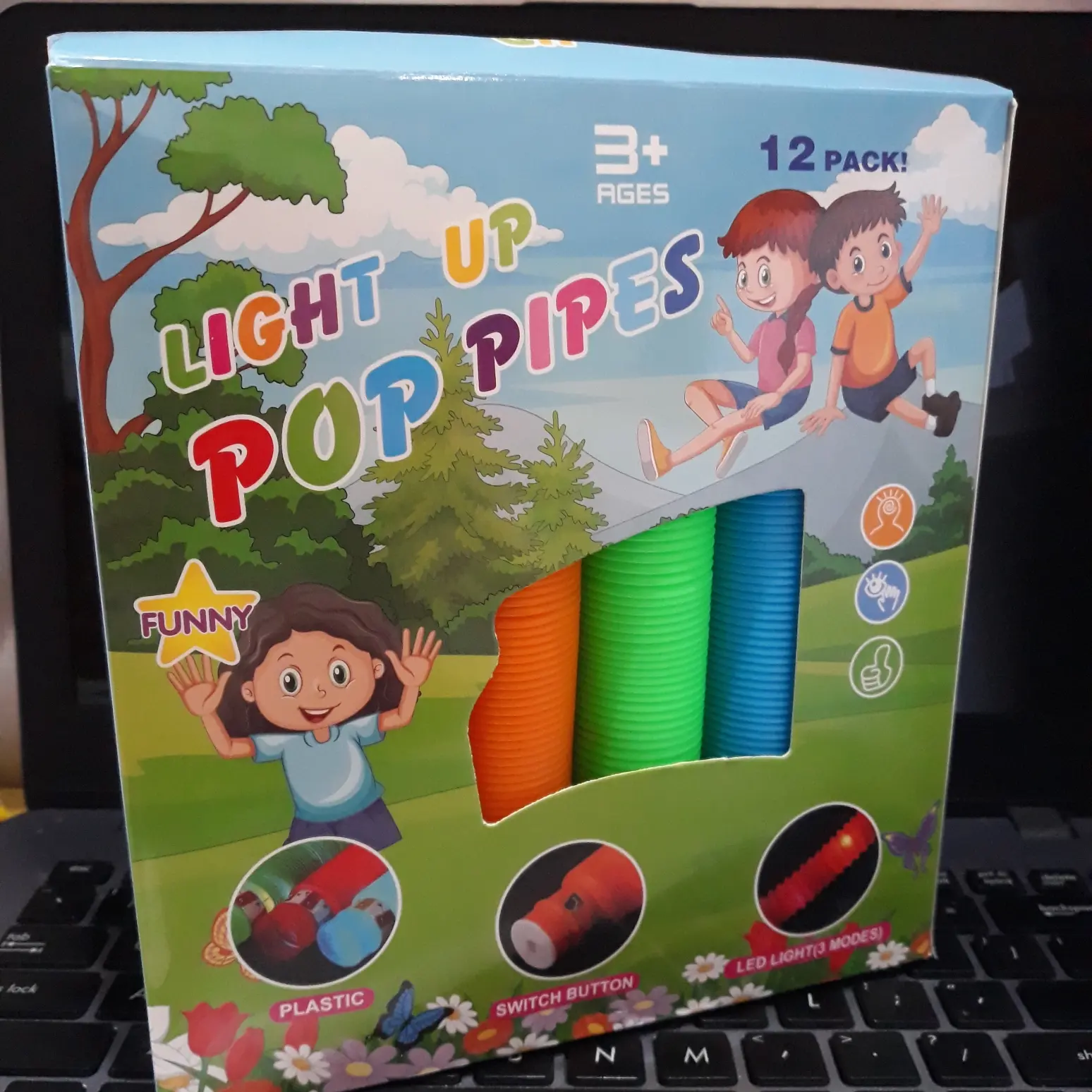 Mainan Anak Pop Light Mainan Pop Light Up Pipes Pop Lite LED