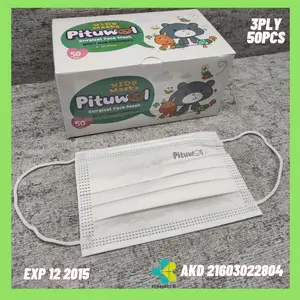 Masker Anak 3ply Medis Surgical mask Pituwol 3 ply Kemenkes AKD 50pcs