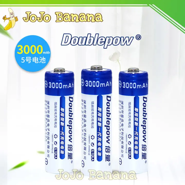 AA 3000 mAh DoublePow Baterai Cas Charge Charger Battery Rechargeable 2