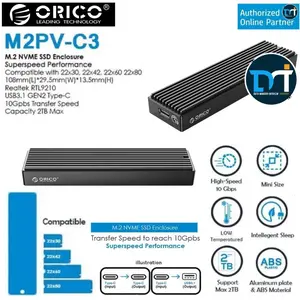 Orico M2PV-C3 - M.2 NVMe SSD Enclosure USB3.1 Gen2 Type-C