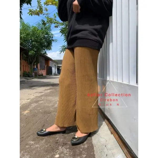 Celana Kulot Lidi Panjang Bawahan Wanita Fashion Muslim Dewasa Jumbo