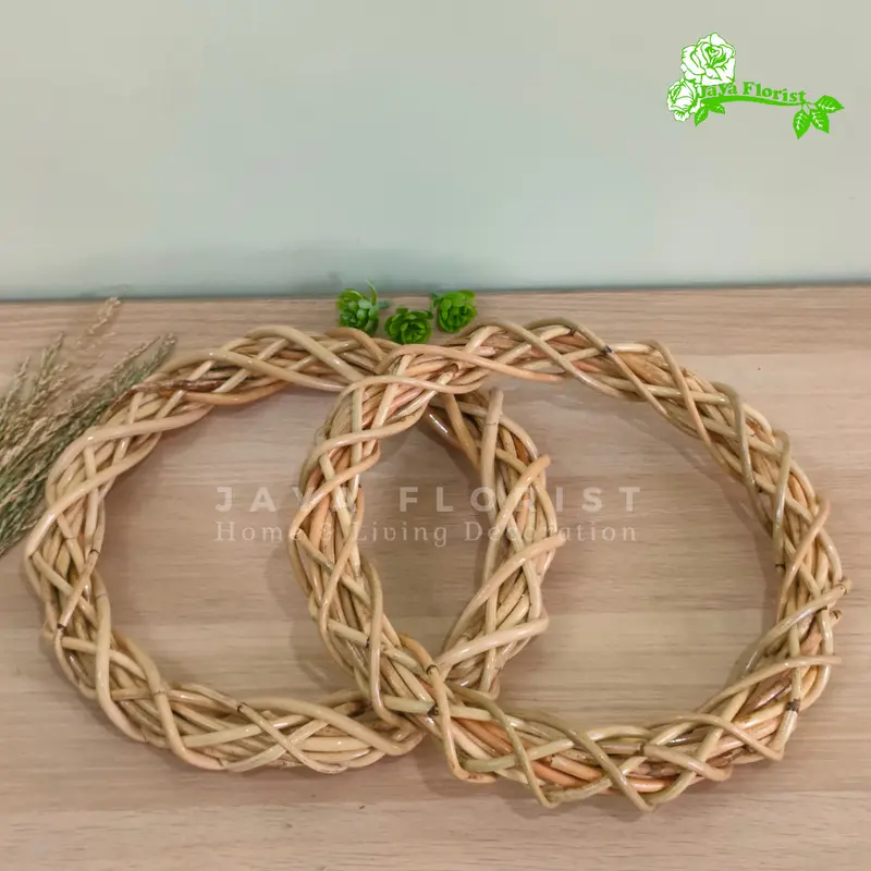 Ring Rotan Diameter 40 cm Wreath Flower Rotan Hiasan Dekorasi Rustic 1