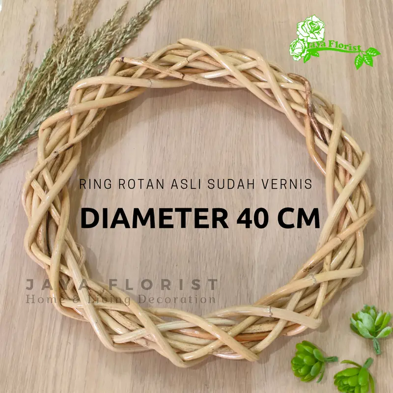 Ring Rotan Diameter 40 cm Wreath Flower Rotan Hiasan Dekorasi Rustic 0