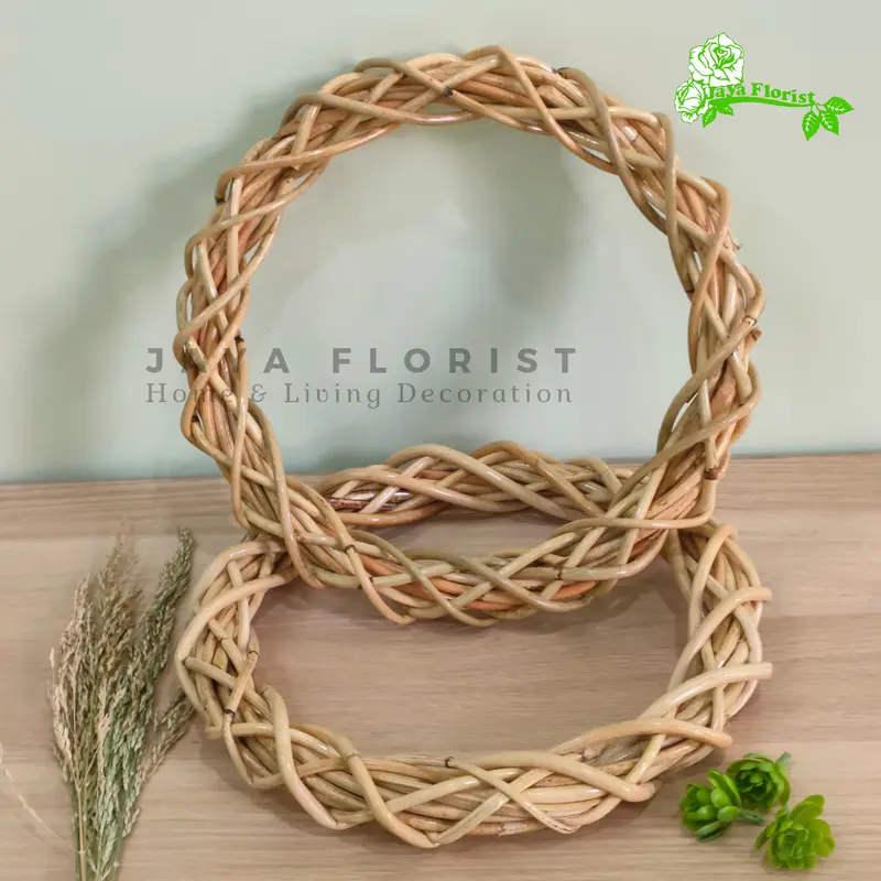 Ring Rotan Diameter 40 cm Wreath Flower Rotan Hiasan Dekorasi Rustic 2