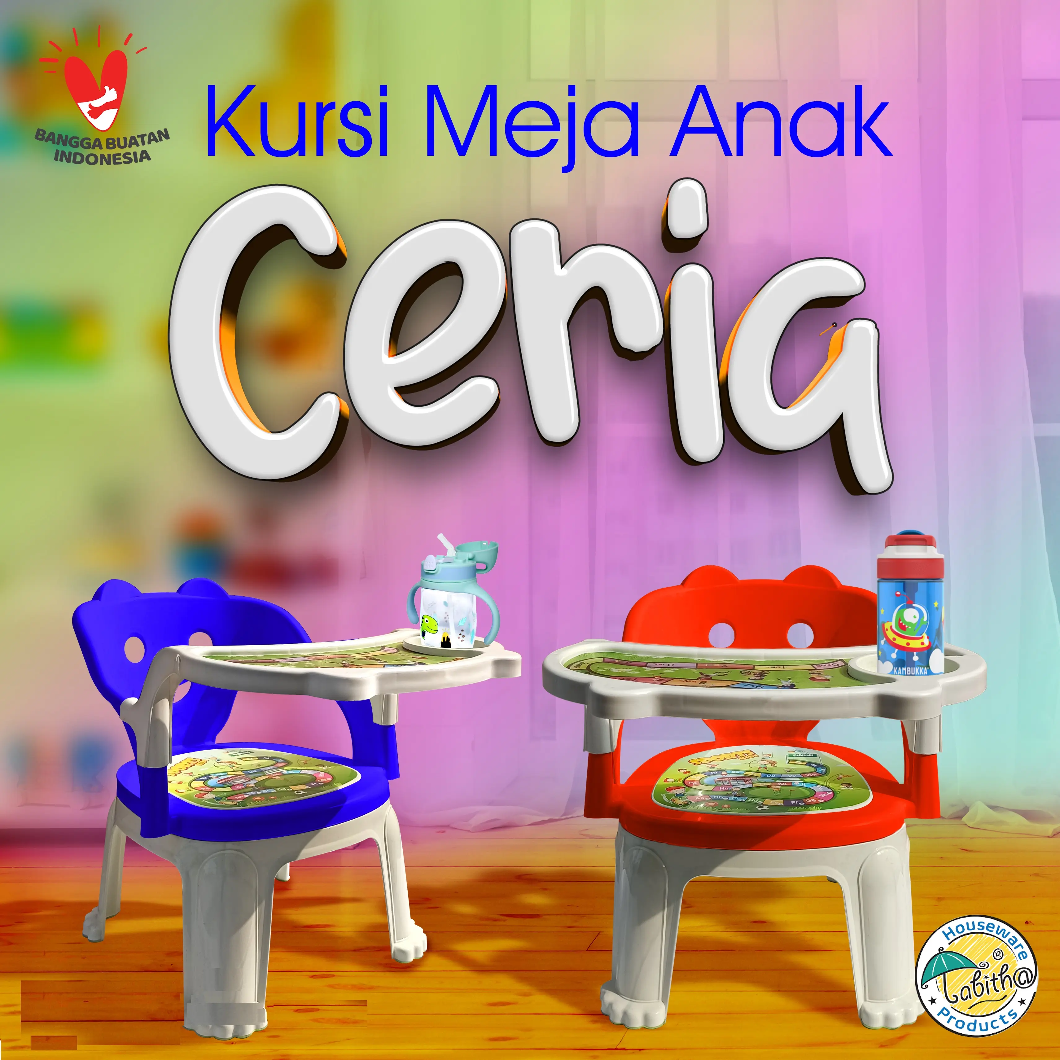 Tabitha Kursi Anak / Bangku Anak Plastik + Meja Makan Anak Ceria