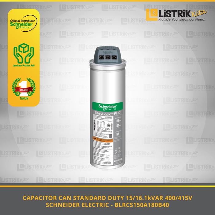 Gambar CAPACITOR SCHNEIDER ELECTRIC CAN STANDARD DUTY 400V 15/16.1kVAR 400/415V - BLRCS150A180B40 dari listrikkitaofficial Kota Administrasi Jakarta Timur Tokopedia