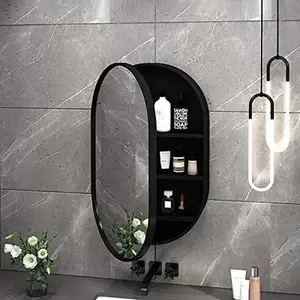 MR-10 Cermin kamar mandi minimalis rak rias bulat oval gantung cabinet