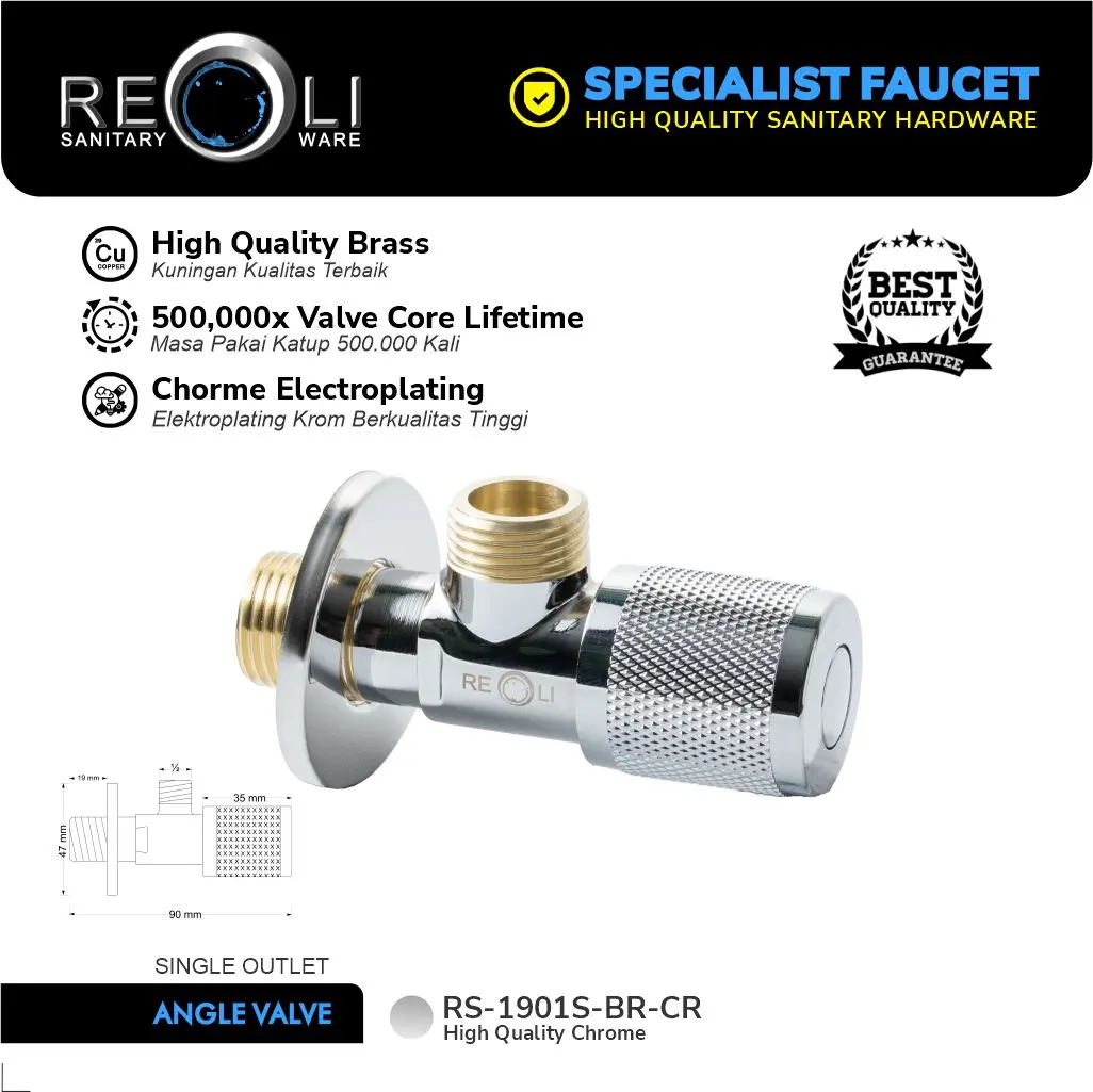 Keran Stop Cabang Toilet WC Jet Shower Tembok Kran Air REOLI 1901S