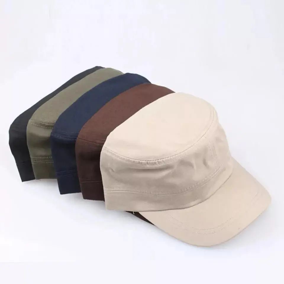 Topi Komando Polos Twill dengan Pengaturan Ukuran di Bagian Belakang - Pilihan Warna Hitam, Navy, Hijau Army, Coklat Muda, Coklat Tua - Pria Wanita, Outdoor